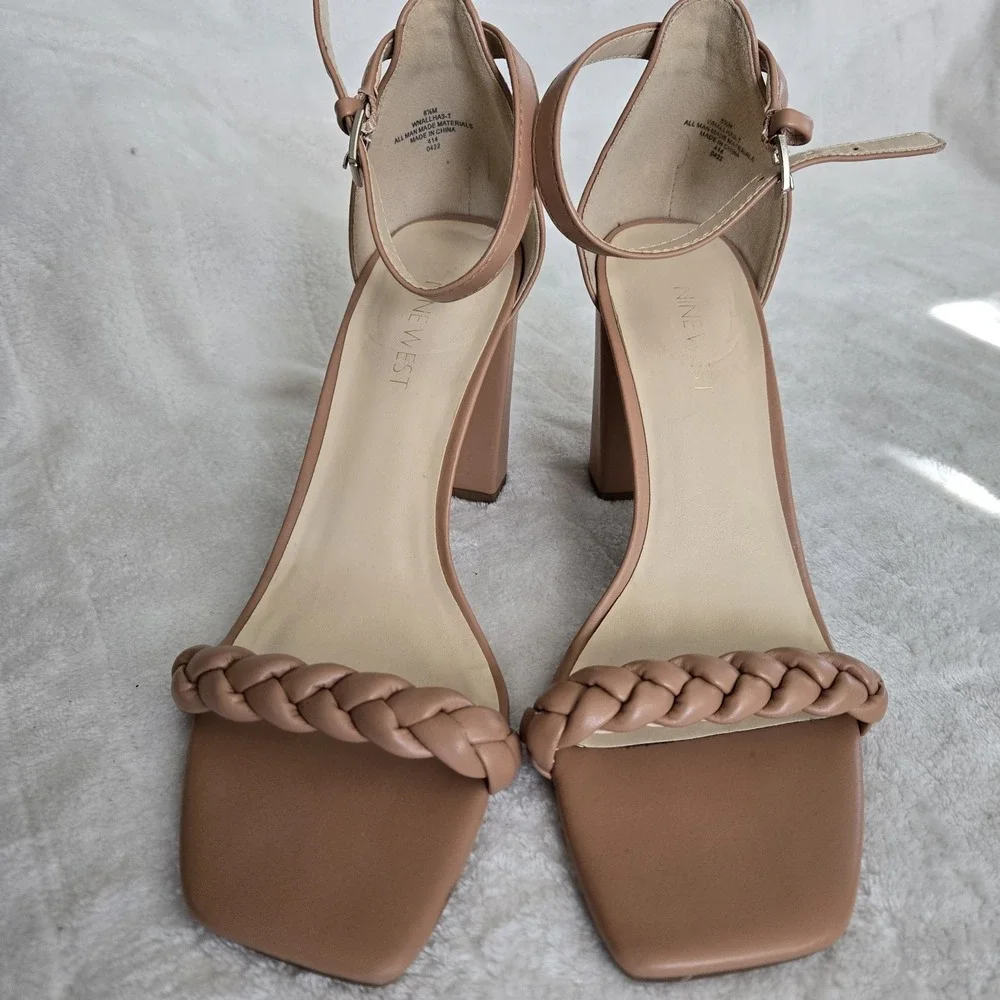 Nine West Beige Braided Strap Heels - Picture 2 of 9